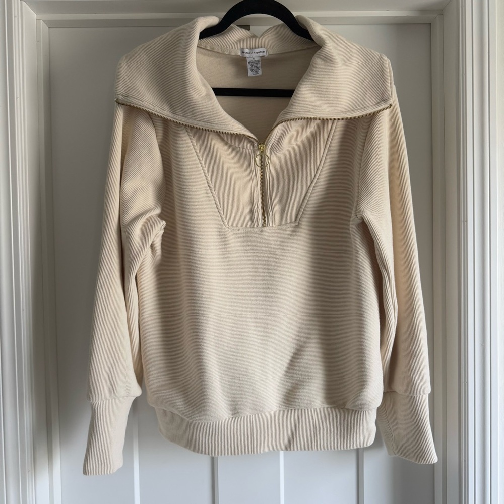 Better Together Cream Quarter-Zip Pullover
